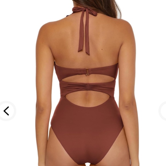 Soluna Women's Standard Buckle Up One Piece Bandeau Swimsuit with Cut Out Neck - Picture 2 of 9